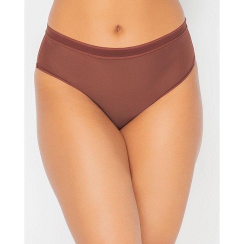 Curvy Couture Women's Mesh High Cut Brief Panty Chocolate XL