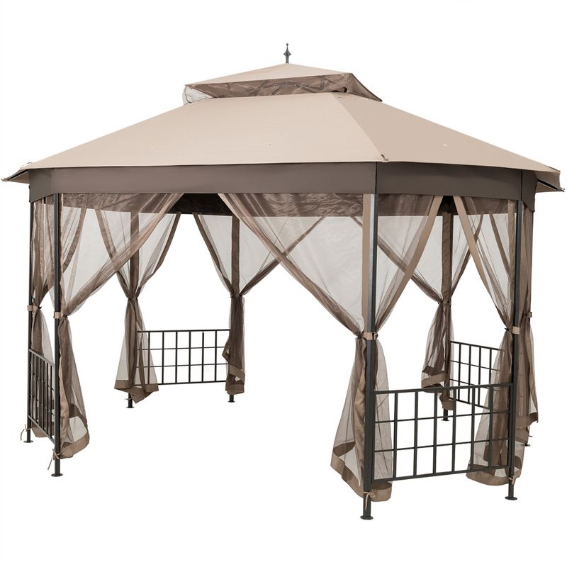 10' x 12' Octagonal Canopy Tent Patio Gazebo Canopy Shelter W/ Mosquito Netting, 3 of 6