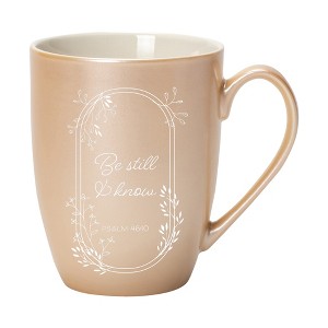 Elanze Designs Be Still And Know Pearlescent Sand 10 ounce New Bone China Coffee Cup Mug - 1 of 4