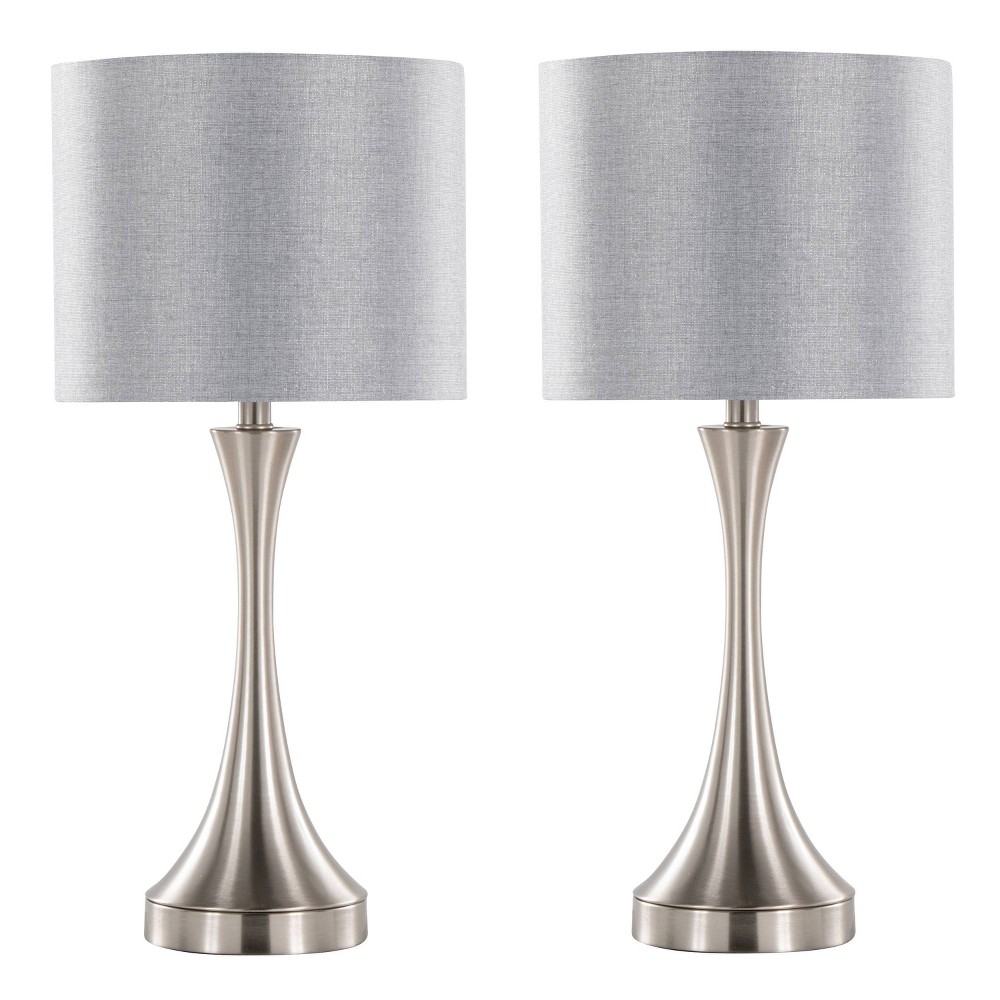 Photos - Floodlight / Street Light LumiSource  Lenuxe 25" Contemporary Table Lamps Brushed Nickel w(Set of 2)