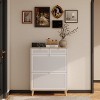 KWPZQEB Shoe Cabinet with 2 Flip Drawers and 2 Storage Drawers, Hidden Wood Shoe Cabinet, Freestanding Shoe Storage Cabinet for Entryway, White - 4 of 4