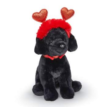 FAO Schwarz 12" Black Labrador with Heart Boppers