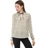 Allegra K Women's Bow Tie Neck Ruffled Collar Printed Long Sleeve Vintage Blouse - 3 of 4