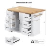 56" Kitchen Island With Drop Leaf, Rolling Kitchen Cart On Wheels, Rolling Kitchen Table with Drawers, Mobile Kitchen Cart for Living Room - 3 of 4