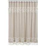 Botanical Leaf Linen Shower Curtain Beige - Sweet Jojo Designs