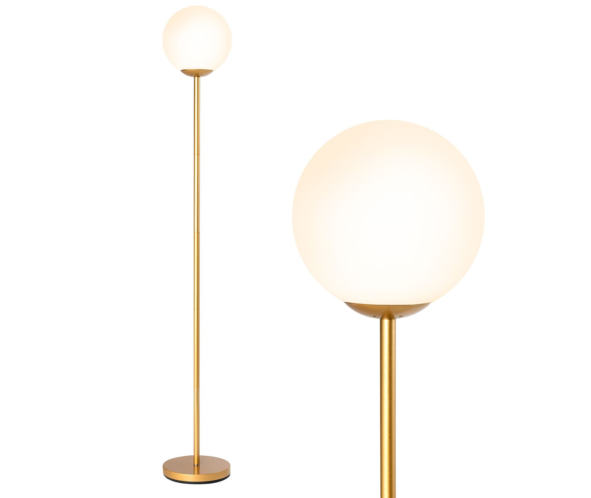 Glass Globe LED Floor Lamp 65 Inch with Foot Switch for Living Room, Gold