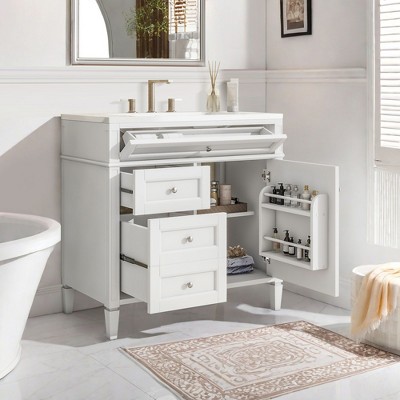 NicBex 36" Bathroom Storage Cabinet with Single Sink, Bathroom Vanity, 2 Drawers and 1 Spacious Cabinet Door for Bathroom, White