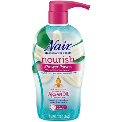 Nair Hair Remover Cream Nourish Shower Power Moroccan Argan Oil - 13oz