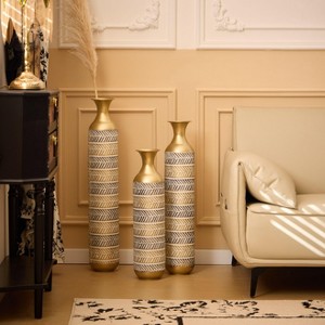 NicBex 3-Piece Accented Floor Vase Set (32/28/24 Inches) Vintage Inspired Metal Vases for Home Decor, Living Room, Entryway Centerpiece - 1 of 4