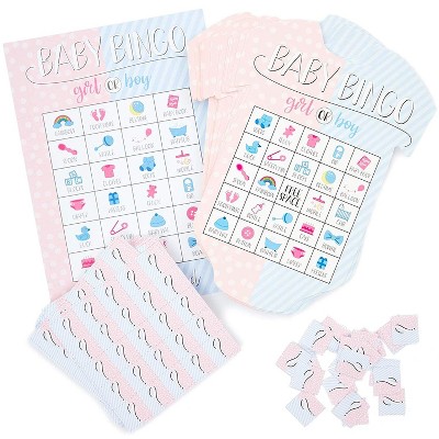 Gender Reveal Baby Bingo, Girl or Boy Party Games and Activity for Kids and Adults, Set Includes Calling Chips, Up to 36 Guests