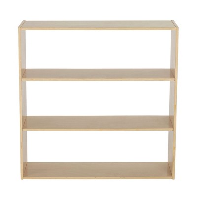 Natural Lacquered 36" Kids' Birch Wood 3-Shelf Storage Cabinet