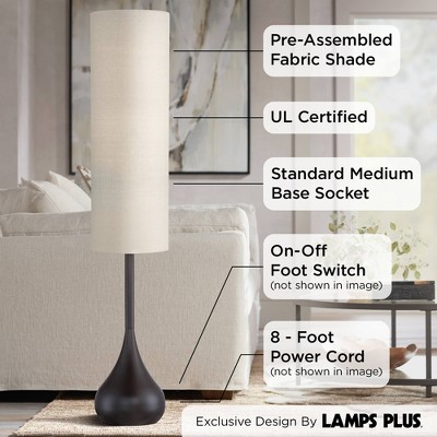 Bronze Mid-Century Modern Floor Lamp with Beige Shade