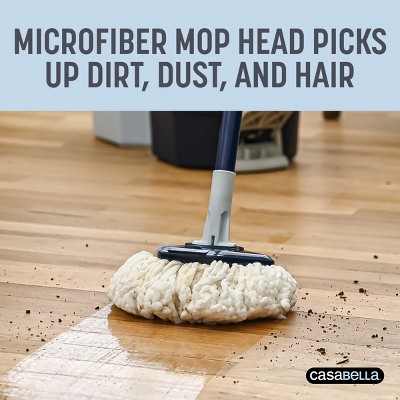 Casabella Dual-Bucket Blue and White Spin Mop System with Extra Refill
