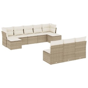 vidaXL 10 Piece Patio Sofa Set with Cushions - Beige and Cream Without Table - 1 of 4