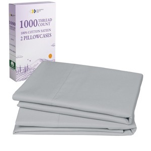Luxury 1000 Thread Count Pillowcase Set, 100% Cotton Sateen by California Design Den - 1 of 4