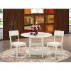 HomeStock 3-Piece Linen White Finish Round Solid Wood Top Dining Table Set - 2 of 4