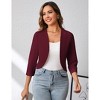 Coolmee Women Soft Stretchy Lightweight Cardigan Blazer Front Open Three quarter Slit Sleeve Business Casual Blazer Jackets - 2 of 4