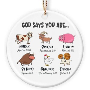 Lomsoe Inspirational Gift Christmas Ornament Animal Lover Gifts Two Sides Printed Ceramic Christmas Hanging Ornaments Christmas Gift Decor - 1 of 1