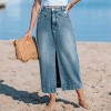 Women's Light Blue Denim Split Hem Midi Skirt - Cupshe - 4 of 4