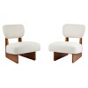 Set of 2 Accent Chair with Beige Upholstery, Comfortable Modern Accent Chairs with Wood Base for Living Room or Office-Maison Boucle - 3 of 4
