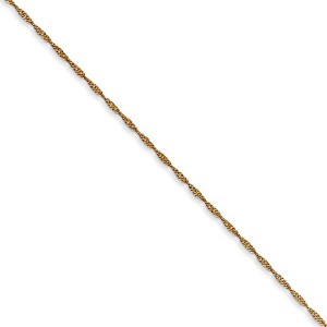 Black Bow Jewelry 1mm, 14k Yellow Gold Diamond Cut Singapore Chain Necklace - 1 of 4