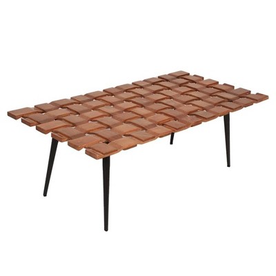 Carolina Living Seti Live Edge Coffee Table/Bench - Elm Top - Gold Base