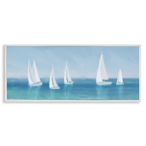 Stupell Industries White Sail Boats Across Coast, 24" x 10" - 1 of 4
