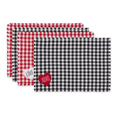 Design Imports Love & Xoxo Checkers Embellished Placemats Set/4 - image 1 of 4