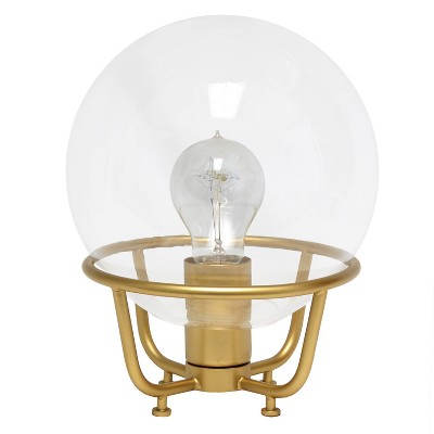 Matte Gold Globe Shade Nightstand Lamp with Clear Glass