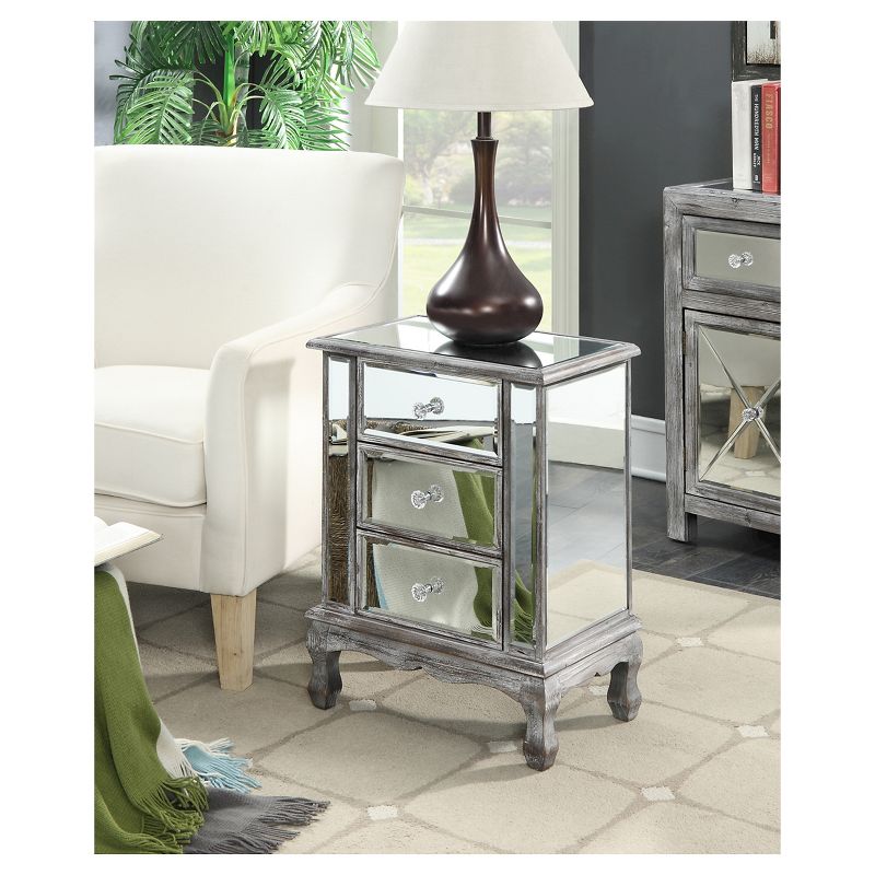 Gold Coast Vineyard Mirrored 3 Drawer End Table - Breighton Home, 4 of 7