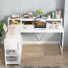 GDFStudio Riley Modern L-Shaped Office Desk with Monitor Riser, Drawers, and Storage Shelves - 2 of 4