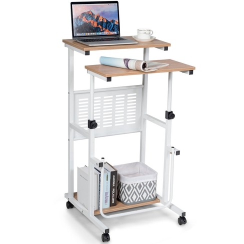 Costway Height Adjustable Computer Standing Desk W/wheels