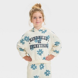 Grayson Mini Toddler Girls' Kindness is Everything Oversized French Terry Crewneck Sweatshirt - Cream - 1 of 4