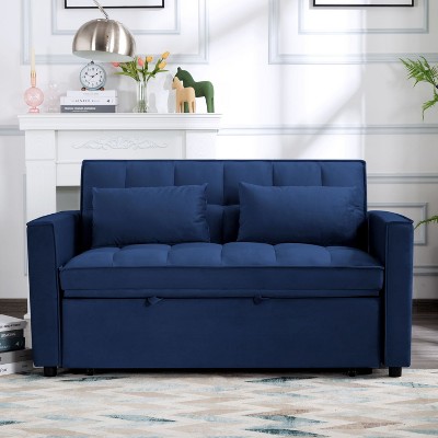 VYNXARIA 55inch Pull-out Sleeper Sofa bed, can be easily converted into a twin size bed,Blue