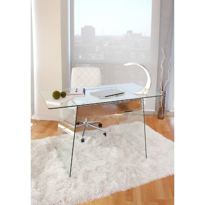 Glacier Contemporary 47'' Clear Tempered Glass Home Office Desk