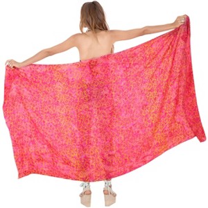 LA LEELA Women's Bikini Skirt Sarong Swimwear Cover up Bathing suit Summer Wraps Swimsuit Beach Wrap Coverups for Women One Size Pink, Floral - 1 of 4