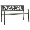 vidaXL Patio Bench, 49.2-Inch, Vintage Style, Weather-Resistant, Powder-Coated Steel, Gray, with Decorative Rose-Patterned Backrest - 2 of 4