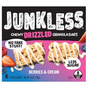 JUNKLESS Drizzled Berries & Cream Chewy Granola Bars - 6.6oz - 1 of 4