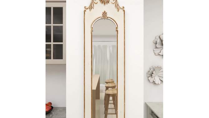 Wood Floral Arched Carved Wall Mirror White - Olivia &#38; May, 2 of 17, play video