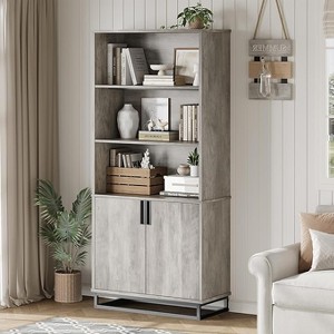 4 Layer Large Capacity Open Bookcase with Metal Frame, Sturdy and Durable, Suitable for Living Room, Home Office, Bedroom - 1 of 4