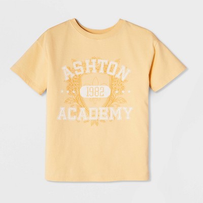 Детские футболки Cat & Jack Girls' Short Sleeve 100% Cotton 'Ashton Academy' Oversized Graphic T-Shirt - Cat & Jack™ Gold L — фото 2