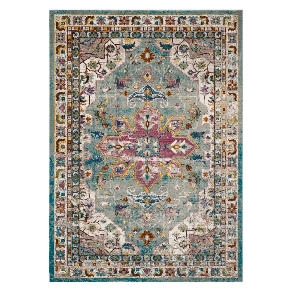 4'x6' Medallion Loomed Area Rug Green/Cream - Safavieh