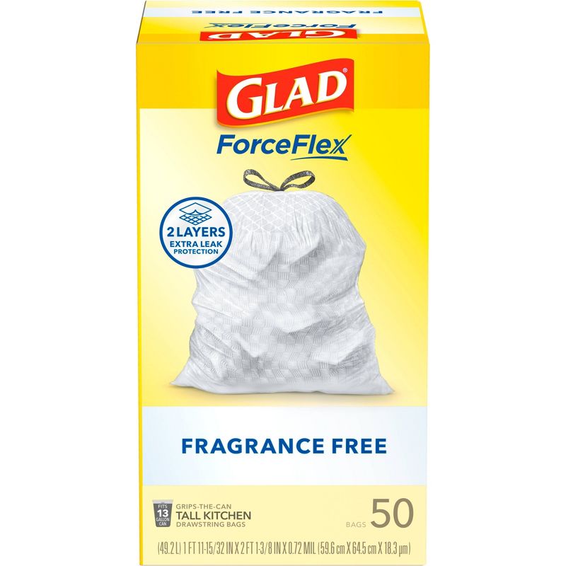 Glad ForceFlex Drawstring Fragrance Free Trash Bags - 13 Gallon - 50ct, 5 of 18