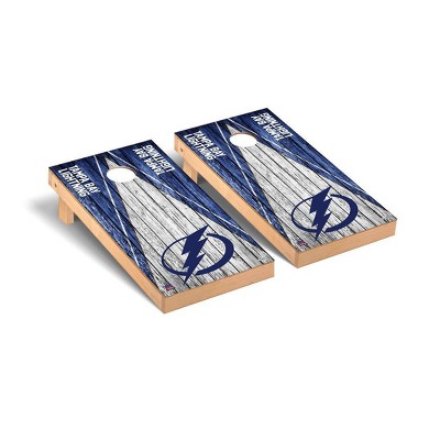 NHL Tampa Bay Lightning Premium Cornhole Board Weathered Triangle Version