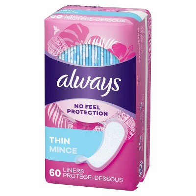 Always Thin Dailies Unscented Wrapped Pantiliners - 60ct