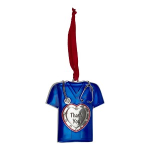 Northlight 3" Silver Plated Blue Scrubs Christmas Ornament with 11 European Crystals - 1 of 3