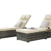 Outdoor Patio Lounge Set, Tanning Lounges with Adjustable Backrest and Cushions, Patio Pool Chairs Tanning Lounges with Storage-Coolbibila - 3 of 4