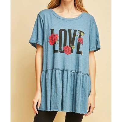 Women's Love Graphic Peplum Top - entro