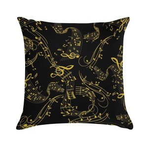 Black Music Notes Pillow Covers 18x18 Decorative Throw Pillows Soft Square Cushion Covers for Couch Sofa Bedroom - 1 of 1
