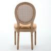 Gulches French Style Dining Chairs Set of 2, Tan Linen Upholstered Rattan Back, Solid Wood Frame with Antique Paint Finish - 4 of 4